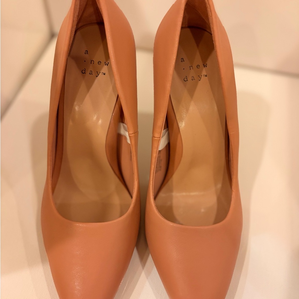 A New Day Pointed Toe Heels in Peach